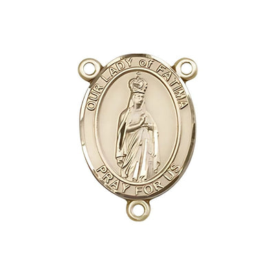 Our Lady of Fatima Engravable Rosary Centerpiece, USA in 14kt Gold, Bliss Manufacturing