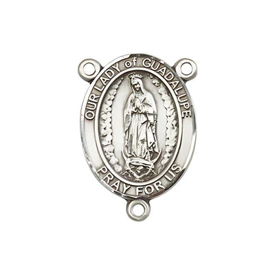 Our Lady of Guadalupe Engravable Center Rosary Part, pewter / sterling silver / gold-filled, Bliss Manufacturing