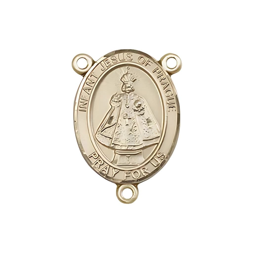 Bliss Infant Jesus of Prague Engravable Rosary Centerpiece in Gold, 3/4-inch,