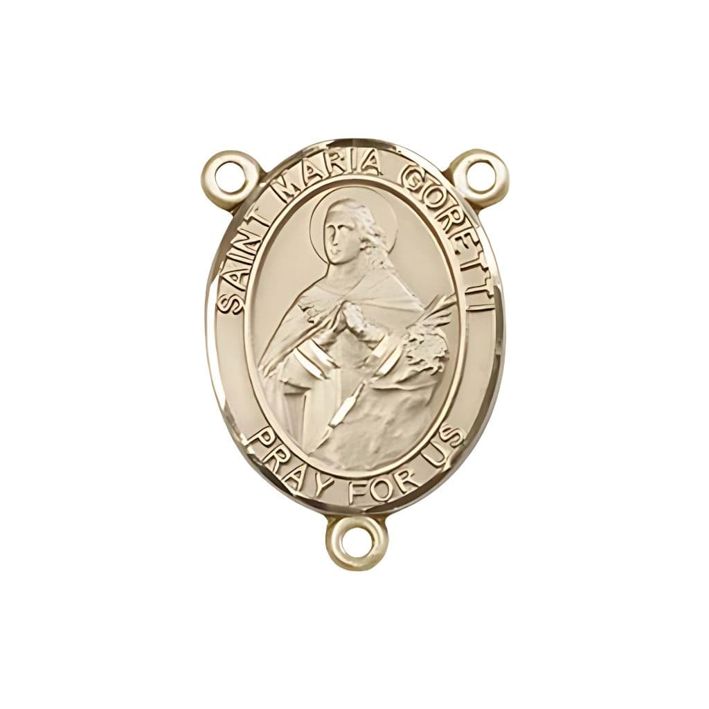 Bliss St. Maria Goretti Engravable Rosary Centerpiece in Gold, 3/4-inch,
