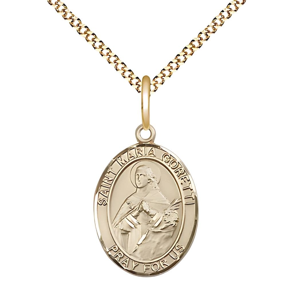 Bliss St. Maria Goretti 14kt Gold-filled Oval Medal with Gold-plated Chain, 3/4-inch,