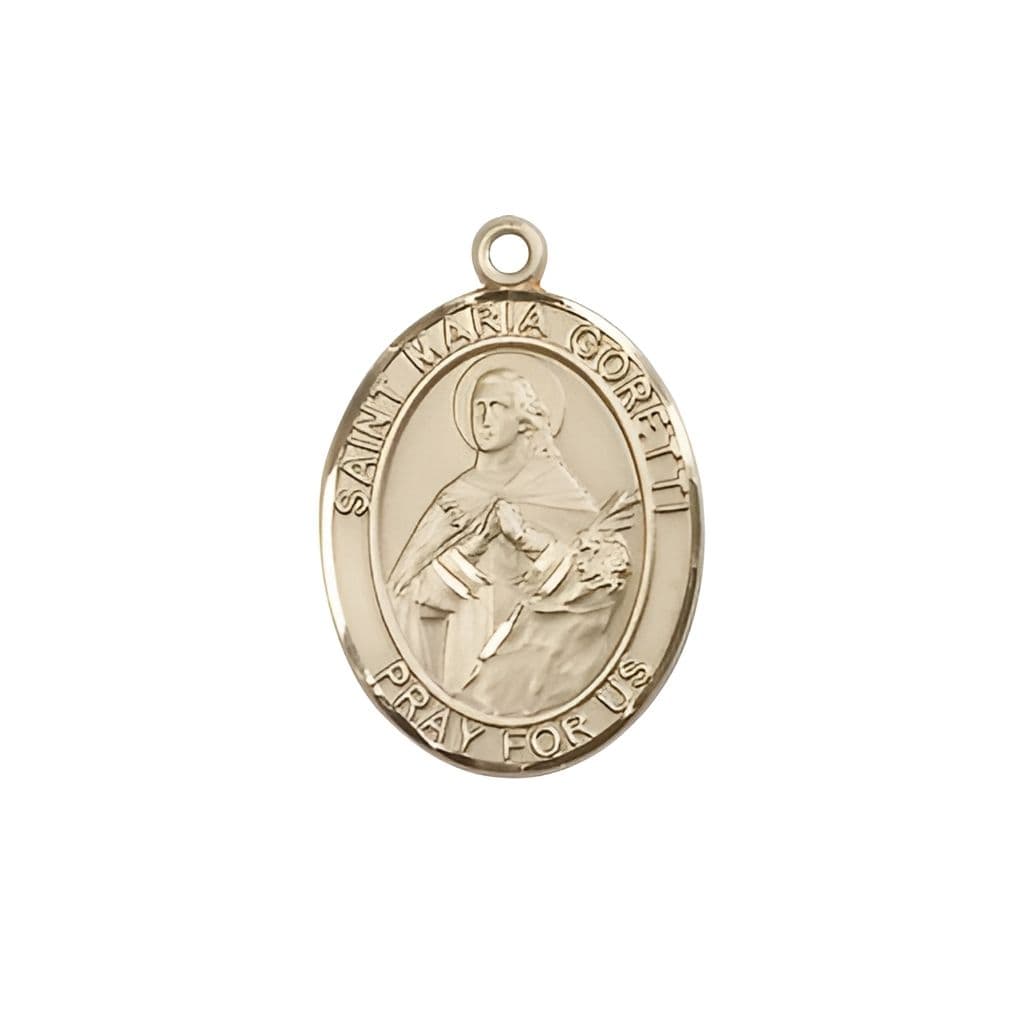 Bliss St. Maria Goretti 14kt Gold Oval Medal, 3/4-inch,