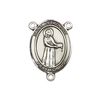 St. Petronille Engravable Rosary Silver Centerpiece, Measures 3/4-inch tall by 1/2-inch wide, Bliss Manufacturing