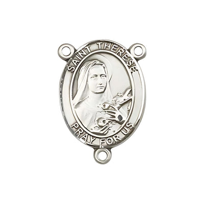St. Therese of Lisieux Engravable Silver Rosary Centerpiece, Measures 3/4-inch tall by 1/2-inch wide, Bliss Manufacturing