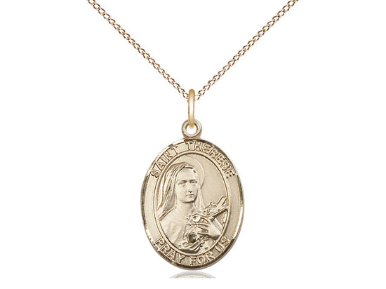 Bliss St Therese of Lisieux Gold-filled Oval Medal Necklace