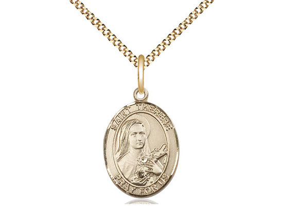 Bliss St Therese of Lisieux Gold-filled Oval Medal Necklace