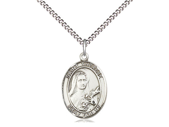 Bliss St Therese of Lisieux Sterling Silver Oval Medal Necklace