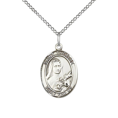 St. Therese Sterling Silver Engravable Medal (view 4), Bliss Manufacturing