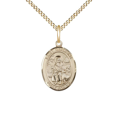 St Germaine Cousin Gold Filled Oval Medium Medal Necklace with Plated Chain, Bliss Manufacturing