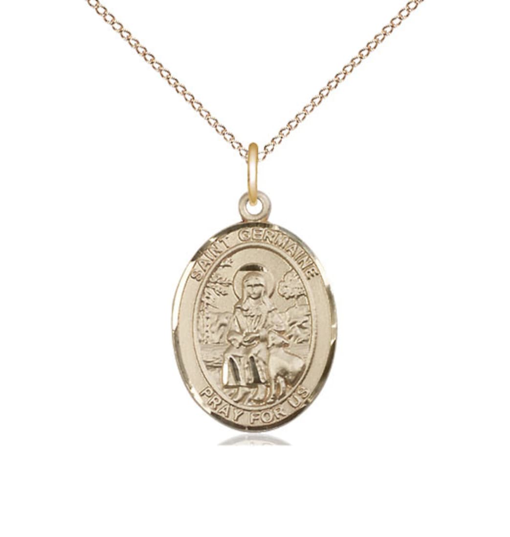 Bliss St Germaine Cousin Gold Filled Oval Medium Medal Necklace with Gold-filledChain,