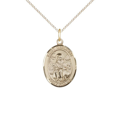 St Germaine Cousin Gold Filled Oval Medium Medal Necklace with Gold-filledChain, Bliss Manufacturing