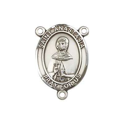 St Anastasia Engravable Center Rosary Part, pewter / sterling silver / gold-filled, Bliss Manufacturing