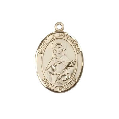 Medium Saint Alexandra 14kt Gold Oval Medal Pendant comes with Deluxe Gift Box | Bliss Manufacturing