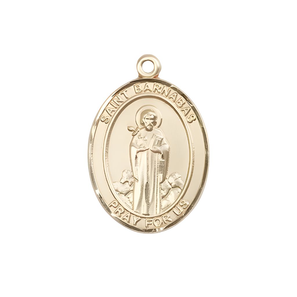 Bliss St. Barnabas 14kt Gold Oval Engravable Medal Pendant