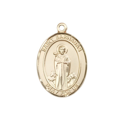 St. Barnabas 14kt Gold Oval Engravable Medal Pendant view 3, Bliss Manufacturing