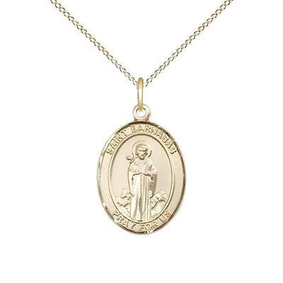 St. Barnabas 14kt Gold Oval Engravable Medal Pendant view 4, Bliss Manufacturing