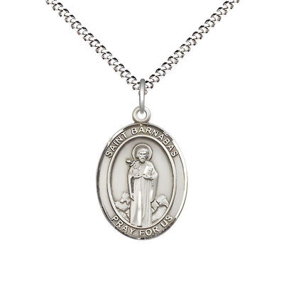 St. Barnabas Sterling Silver Oval Engravable Medal view 3, Bliss Manufacturing