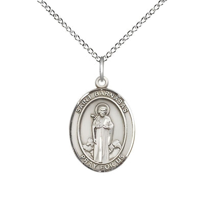 St. Barnabas Sterling Silver Oval Engravable Medal view 4, Bliss Manufacturing