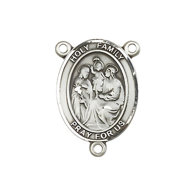 Holy Family Engravable Rosary Centerpiece in Silver, 3/4-inches, Bliss Manufacturing