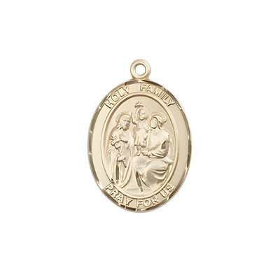 Holy Family Engravable Small 14kt Gold Medal, Measures 3/4" tall x 1/2" wide, Bliss Manufacturing