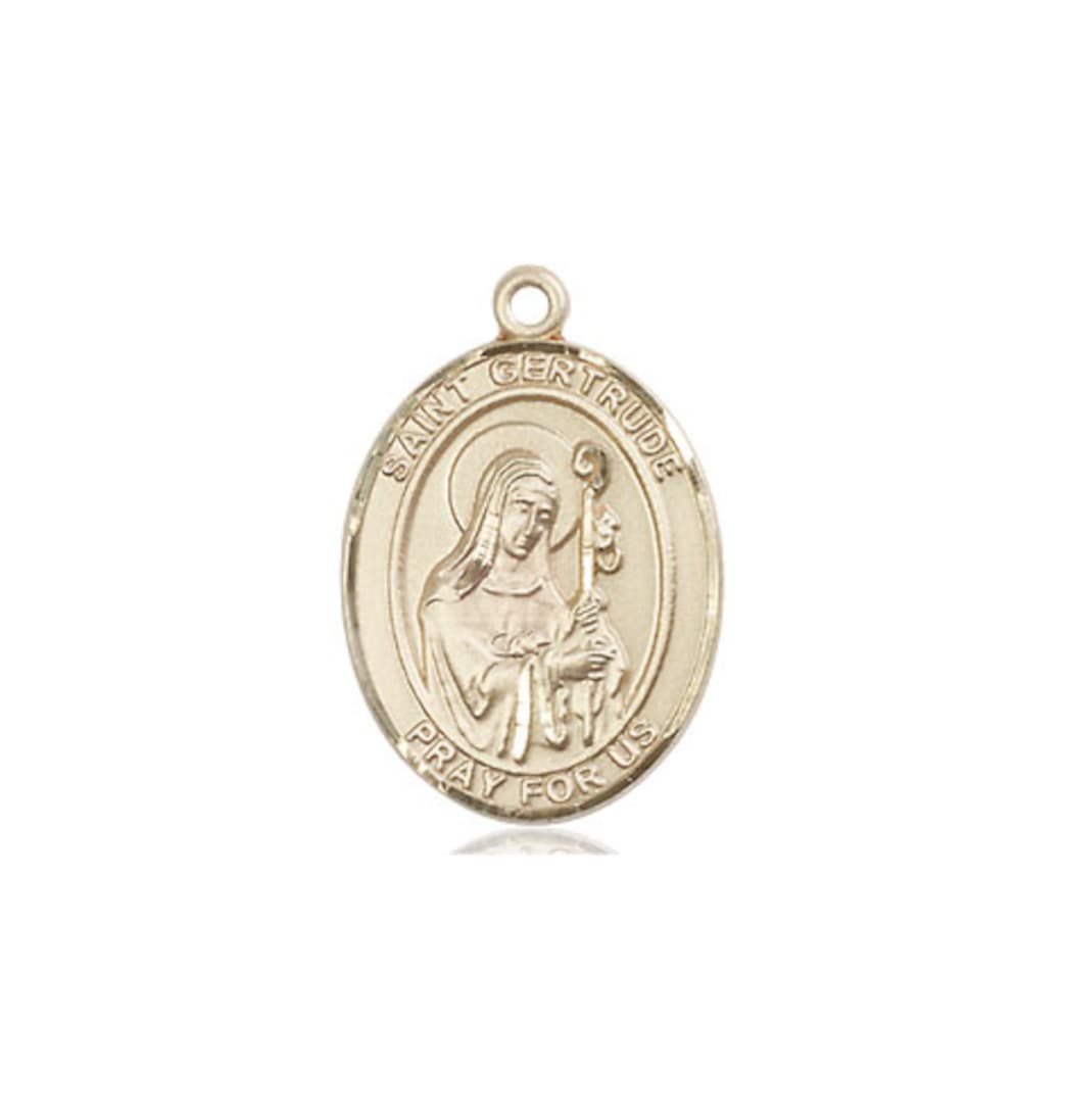 Bliss Manufacturing Medium St Gertrude of Nivelles 14kt Gold Oval Medal,