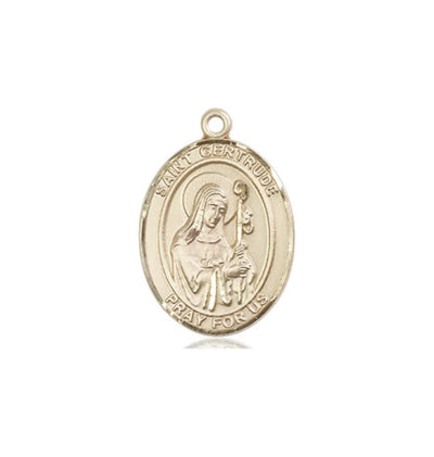 Medium St Gertrude of Nivelles 14kt Gold Oval Medal, Bliss Manufacturing