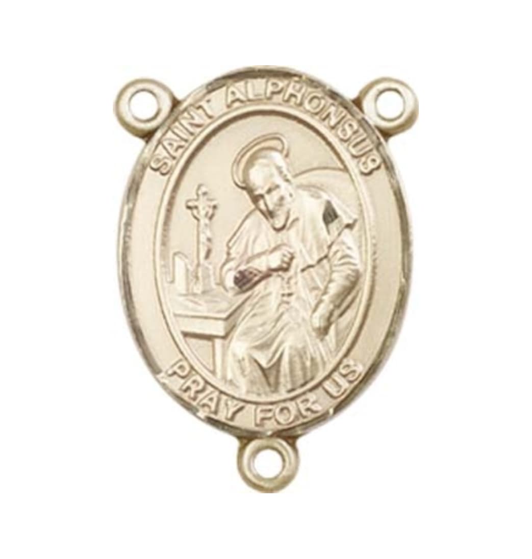 Bliss St Alphonsus Engravable Gold Center Rosary Part,