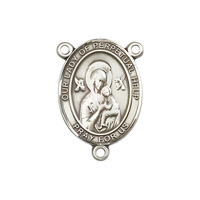Our Lady of Perpetual Help Engravable Center Rosary Part, pewter / sterling silver / gold-filled, Bliss Manufacturing