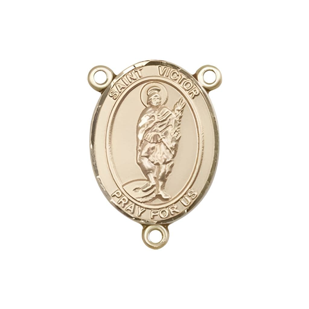 Bliss St. Victor of Marseilles Engravable Rosary Centerpiece in Gold, 3/4-inch,