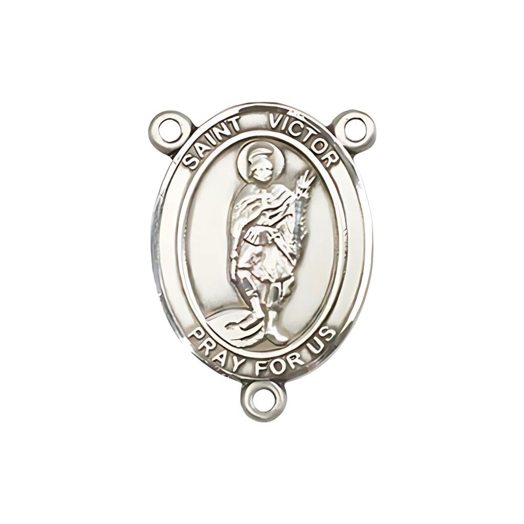 Bliss St. Victor of Marseilles Engravable Rosary Centerpiece in Silver, 3/4-inch,