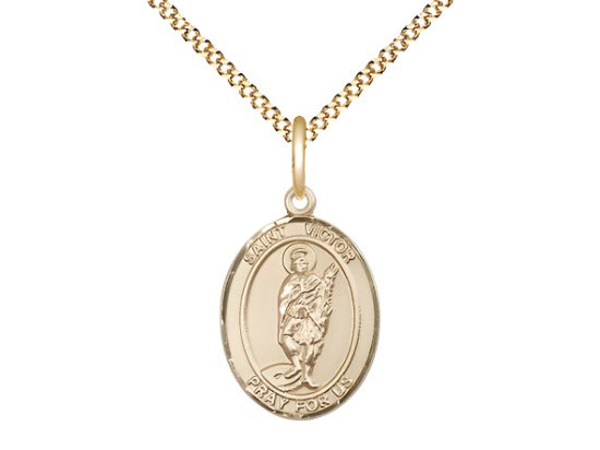 Bliss 14Kt Gold Filled St. Victor of Marseilles on a 18 inch Gold Plate Light Curb Chain,