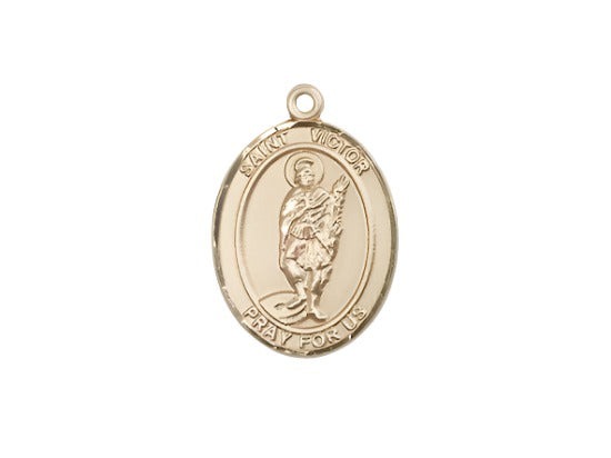 Medium Bliss Manufacturing St Victor of Marseilles 14kt Gold Oval Medal Only,