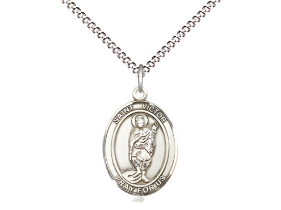 Bliss Sterling Silver St Victor of Marseilles Pendant on a 18 inch Light Rhodium-plated Light Curb Chain,