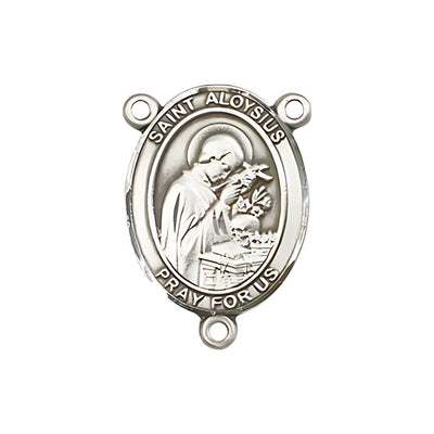 St Aloysius Gonzaga Engravable Center Rosary Part, pewter / sterling silver / gold-filled, Bliss Manufacturing