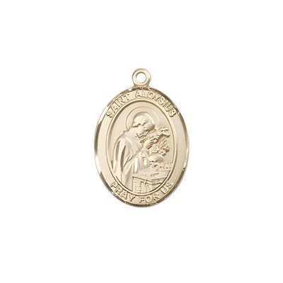 Medium Saint Aloysius Gonzaga 14kt Gold Oval Medal Pendant comes with Deluxe Gift Box | Bliss Manufacturing
