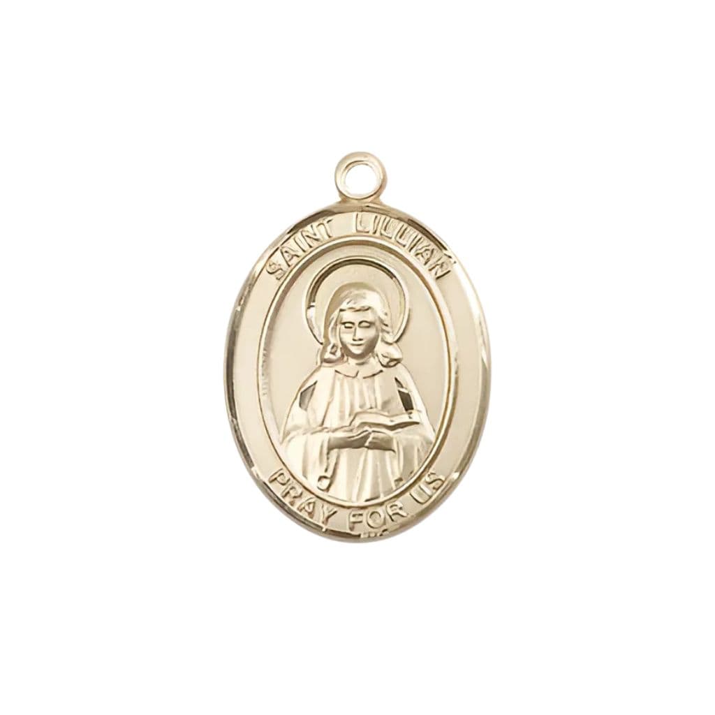 Bliss St. Lillian 14kt Gold Oval Medal, 3/4-inch, Made in USA by Bliss,