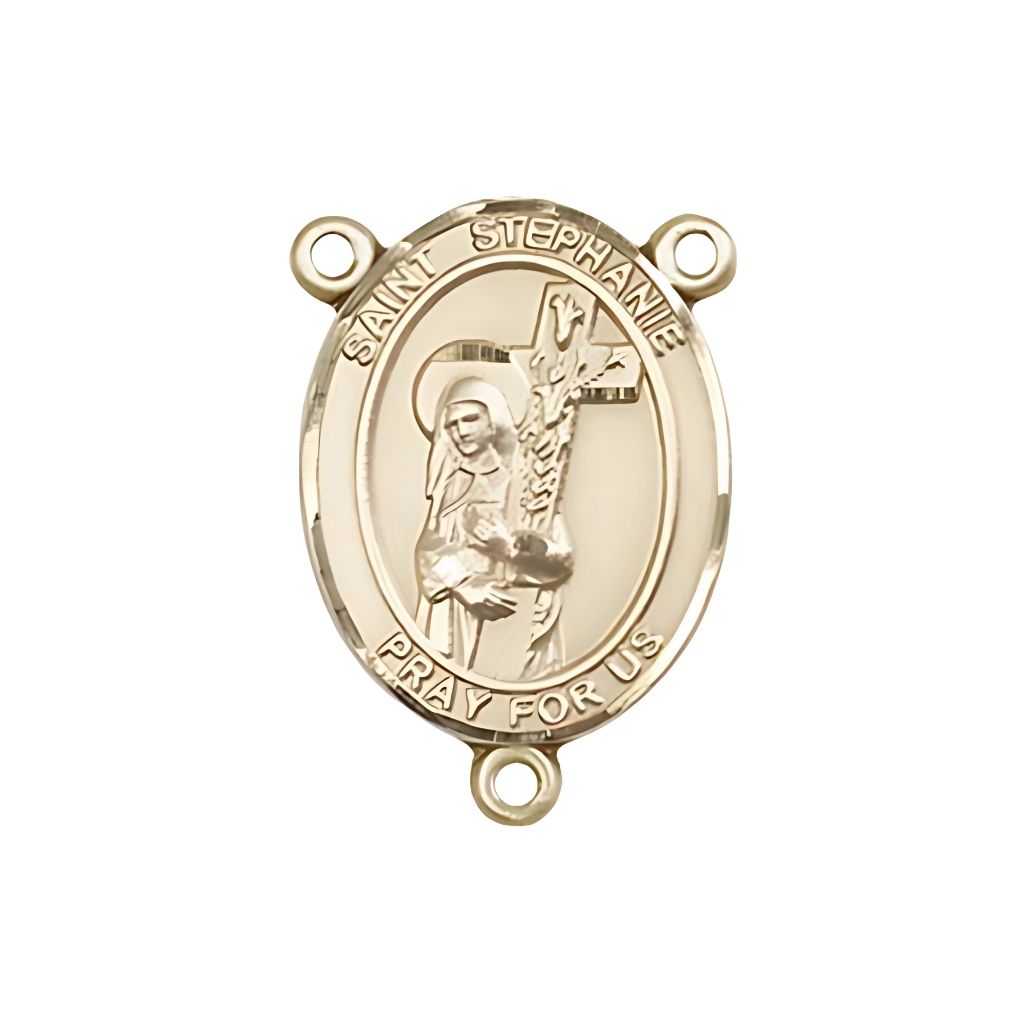 Bliss St. Stephanie Engravable Gold Rosary Centerpiece, Measures 3/4-inch tall by 1/2-inch wide