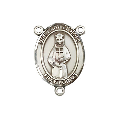 Our Lady of Hope Engravable Center Rosary Part, pewter / sterling silver / gold-filled, Bliss Manufacturing