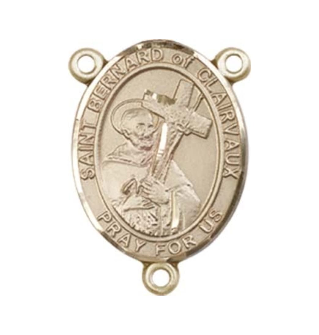 Bliss Gold St Bernard of Clairvaux Engravable Center Rosary Part,