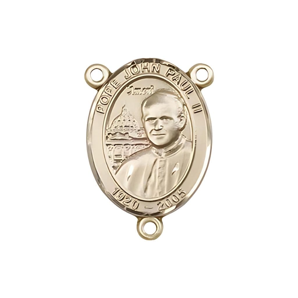 Bliss St. John Paul II Engravable Rosary Centerpiece in Gold-filled or 14kt Gold,