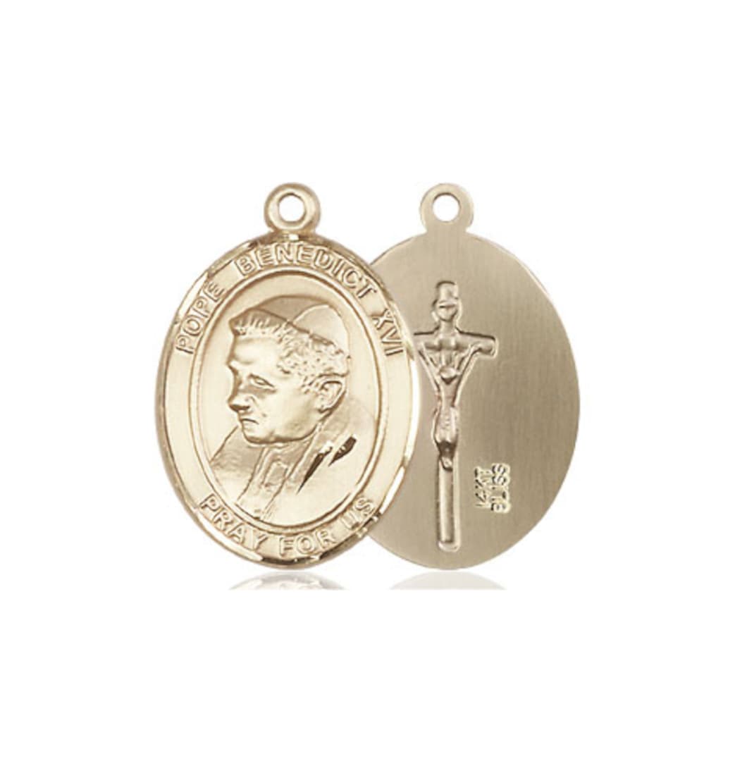 Bliss Pope Benedict XVI 14kt Gold Engravable Oval Medium Medal,