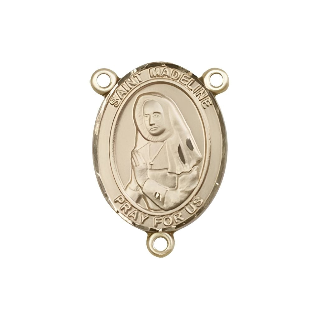 Bliss St. Madeline Sophie Barat Engravable Gold Rosary Centerpiece, 3/4-inch