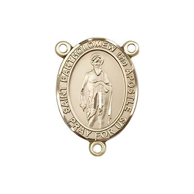 St Bartholomew the Apostle Engravable Centerpiece Gold Rosary Part, Measures 3/4-inch tall by 1/2-inch wide, Bliss Manufacturing
