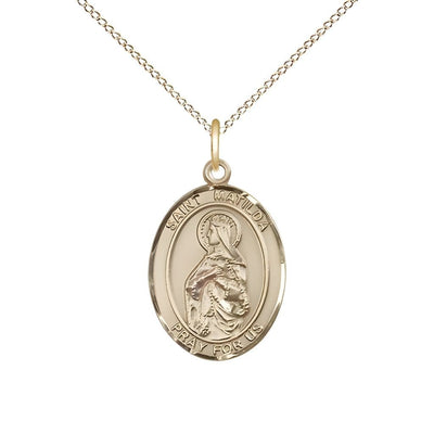 St. Matilda 14kt Gold-filled Oval Medal Pendant with Gold-filled Chain, Measures 3/4-inch tall by 1/2-inch wide, Bliss Manufacturing
