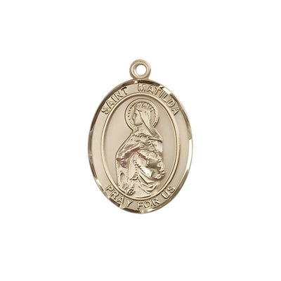St. Matilda 14kt Gold Oval Medal Pendant, Measures 3/4-inch tall by 1/2-inch wide, Bliss Manufacturing