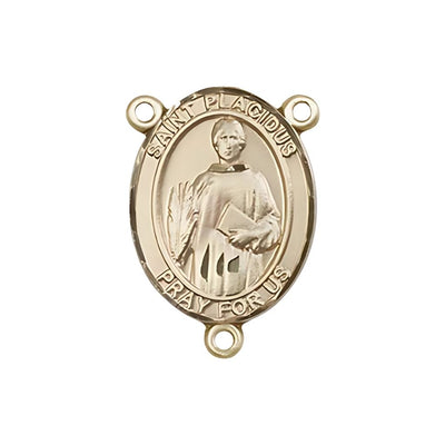 St. Placidus Engravable Rosary Gold Centerpiece, Measures 3/4-inch tall by 1/2-inch wide, Bliss Manufacturing