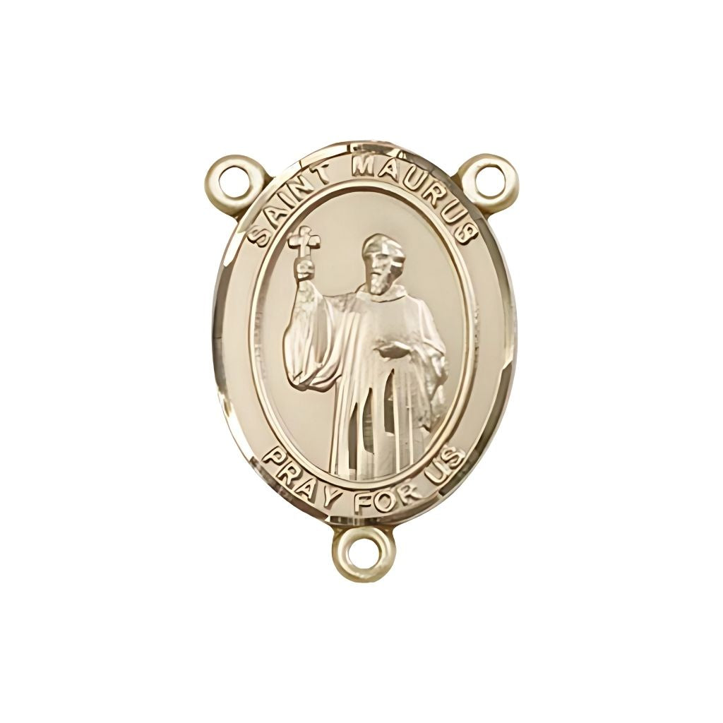 Bliss St. Maurus Engravable Gold Rosary Centerpiece, 3/4-inch