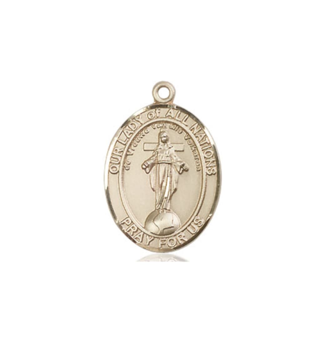 Bliss Our Lady of All Nations 14kt Gold Engravable Oval Medium Medal,