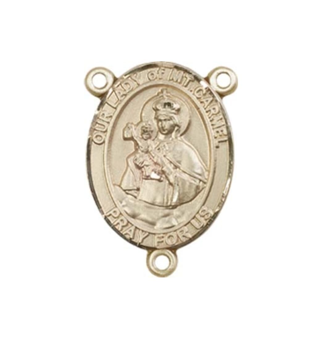 Bliss Our Lady of Mount Carmel Engravable Gold Center Rosary Part,