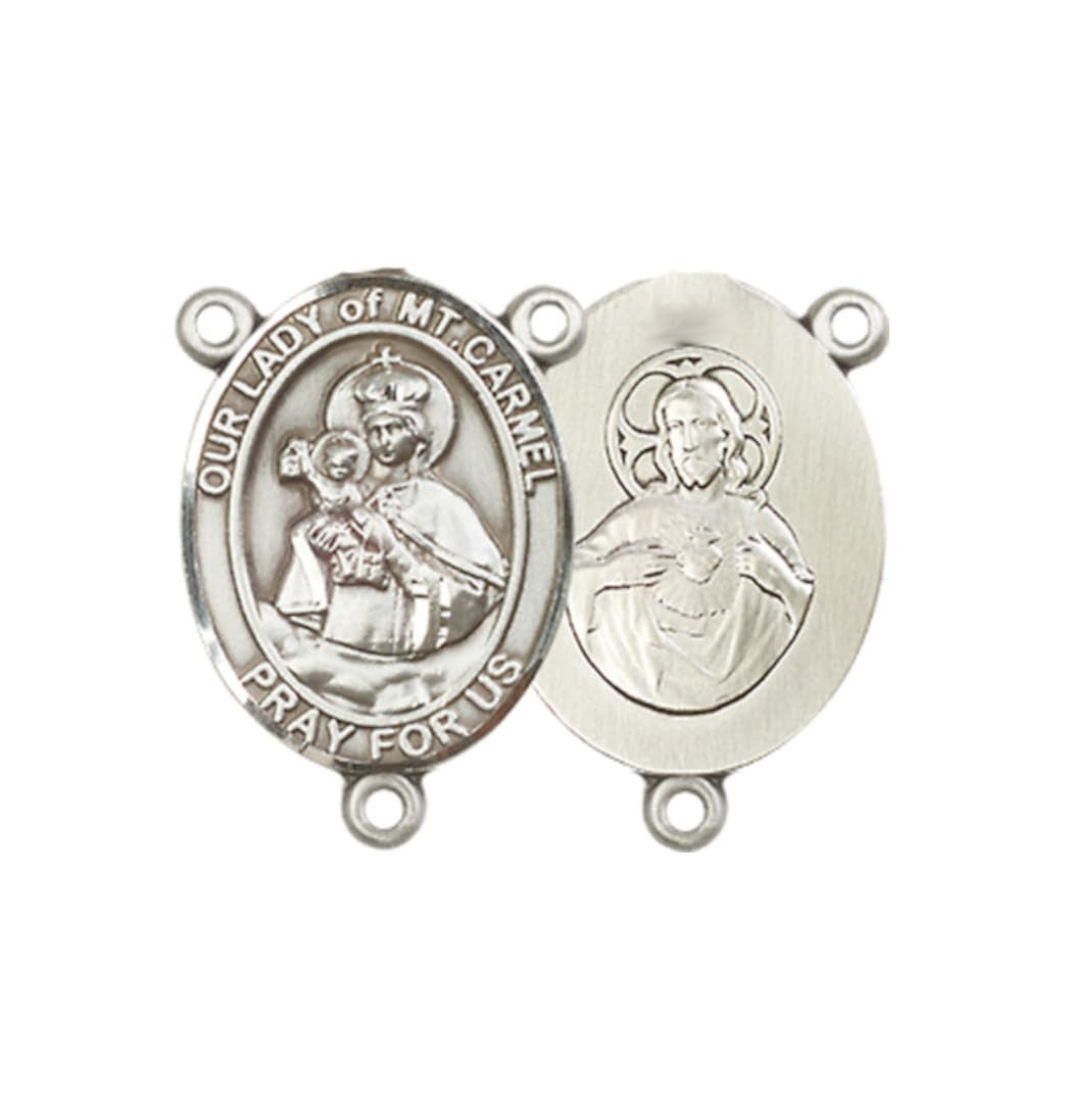 Bliss Our Lady of Mount Carmel Engravable PewterCenter Rosary Part,